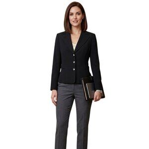 Talbots Black Long Sleeve Button-Front Blazer 8 Tailored Office Professional